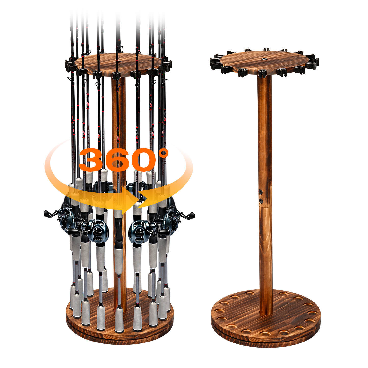 Round Carbonized Wood Fishing  – Fishing Rod Rack Bewertung und Preis