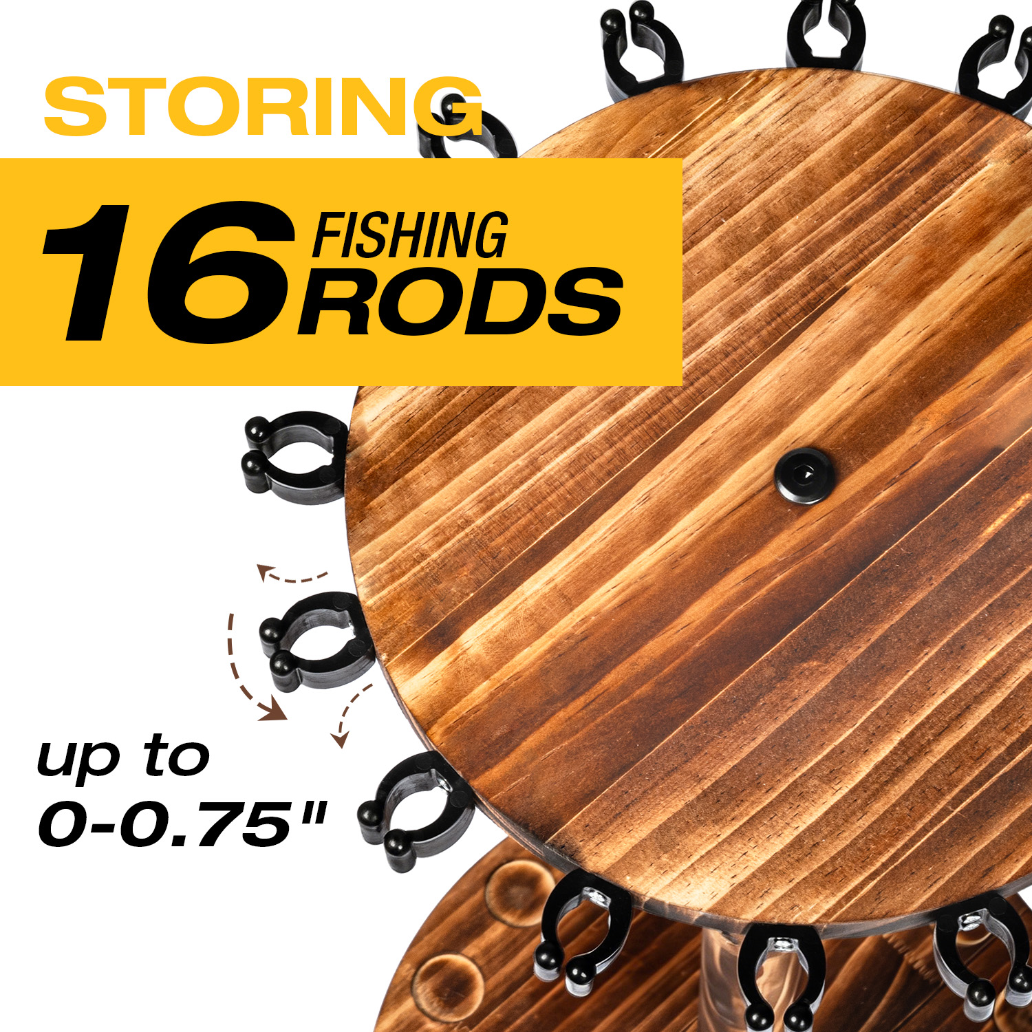 Round Carbonized Wood Fishing  – Fishing Rod Rack Bewertung und Preis