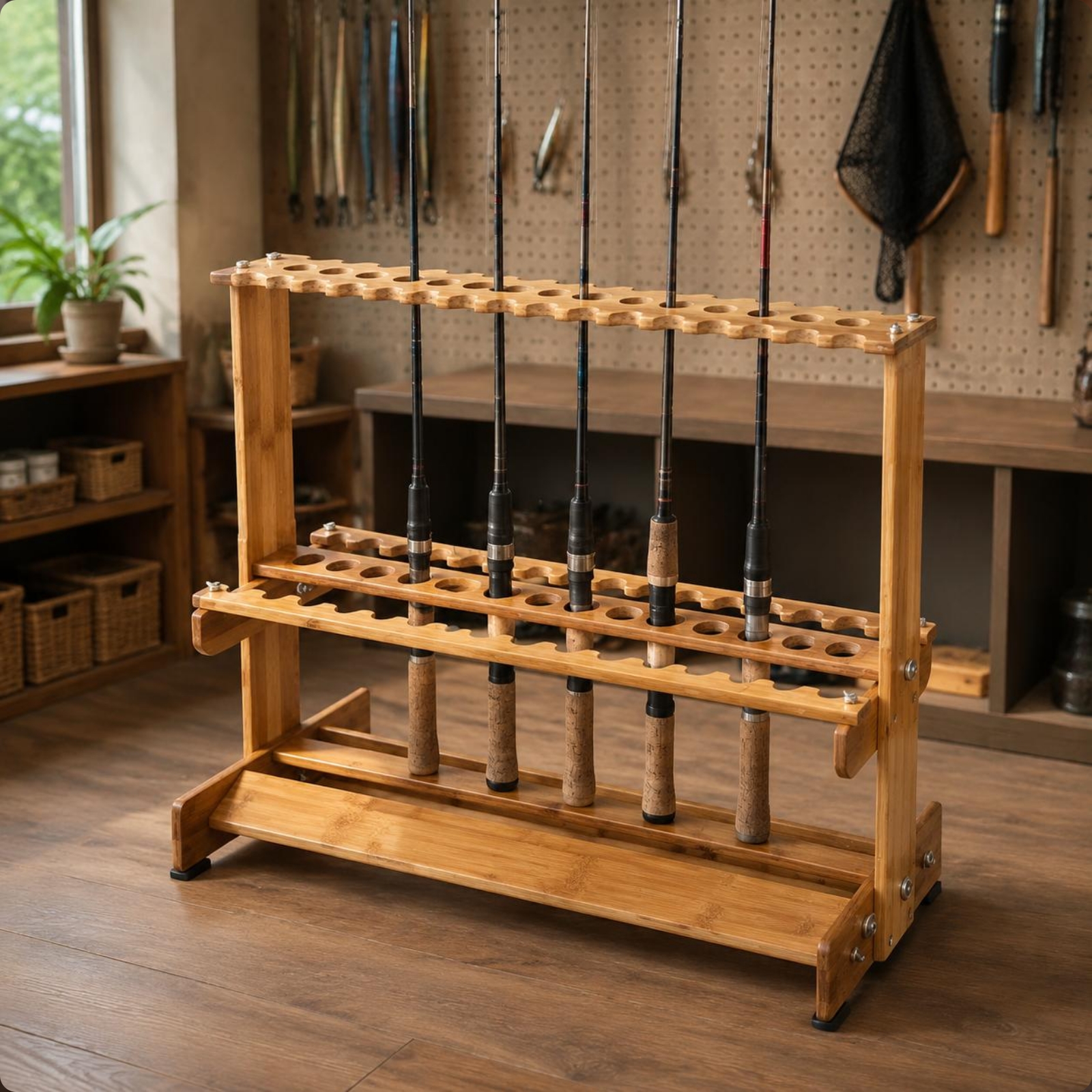 Bamboo Fishing Rod Rack Circul – Fishing Rod Rack Bewertung und Preis